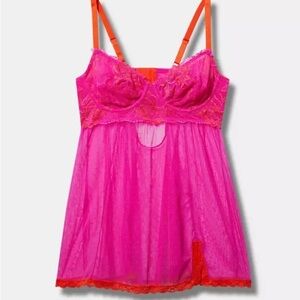 🍊Lace Underwire Point D'Esprit Babydoll - 0X